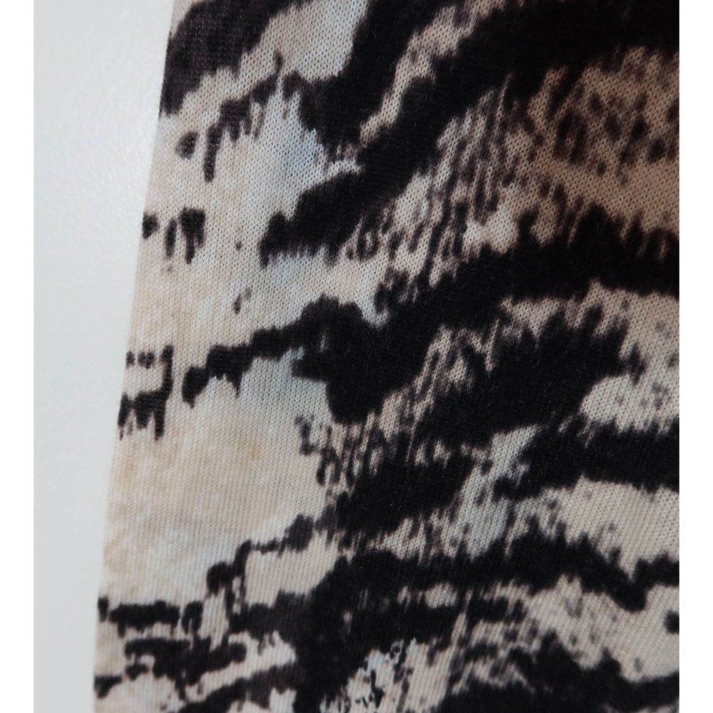 TALBOTS Size L Brown Beige Cotton Blend Animal Print Cardigan Sweater - Picture 5 of 5